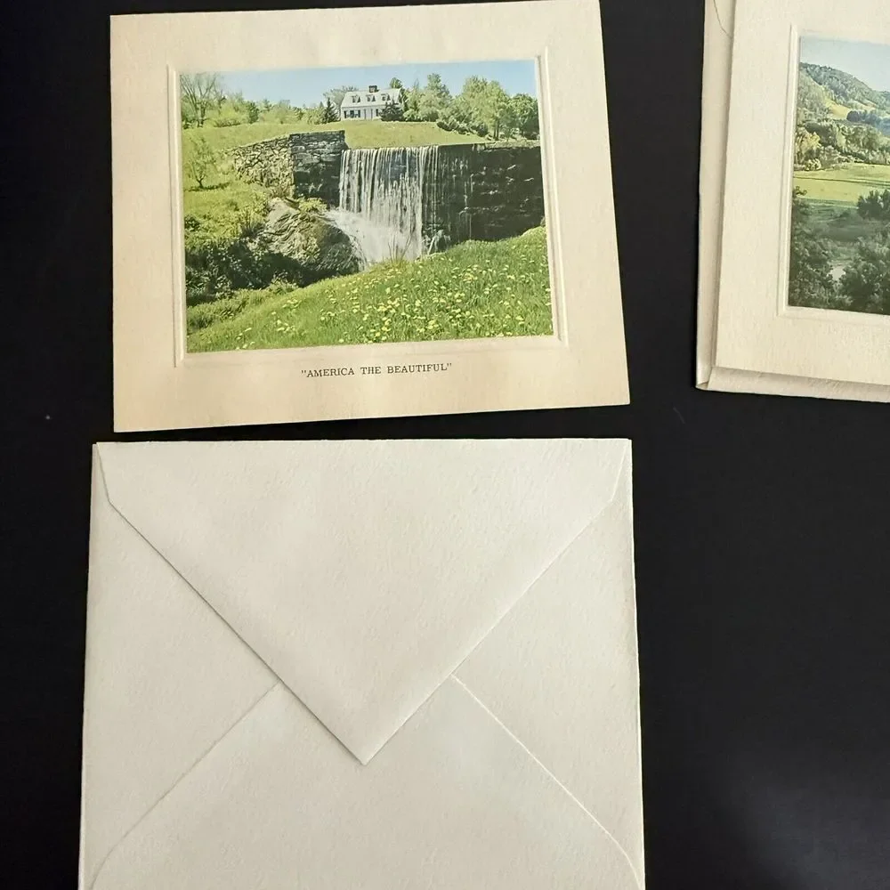 (20) Vintage America The Beautiful Embossed Photo Cards Envelopes Stationary New